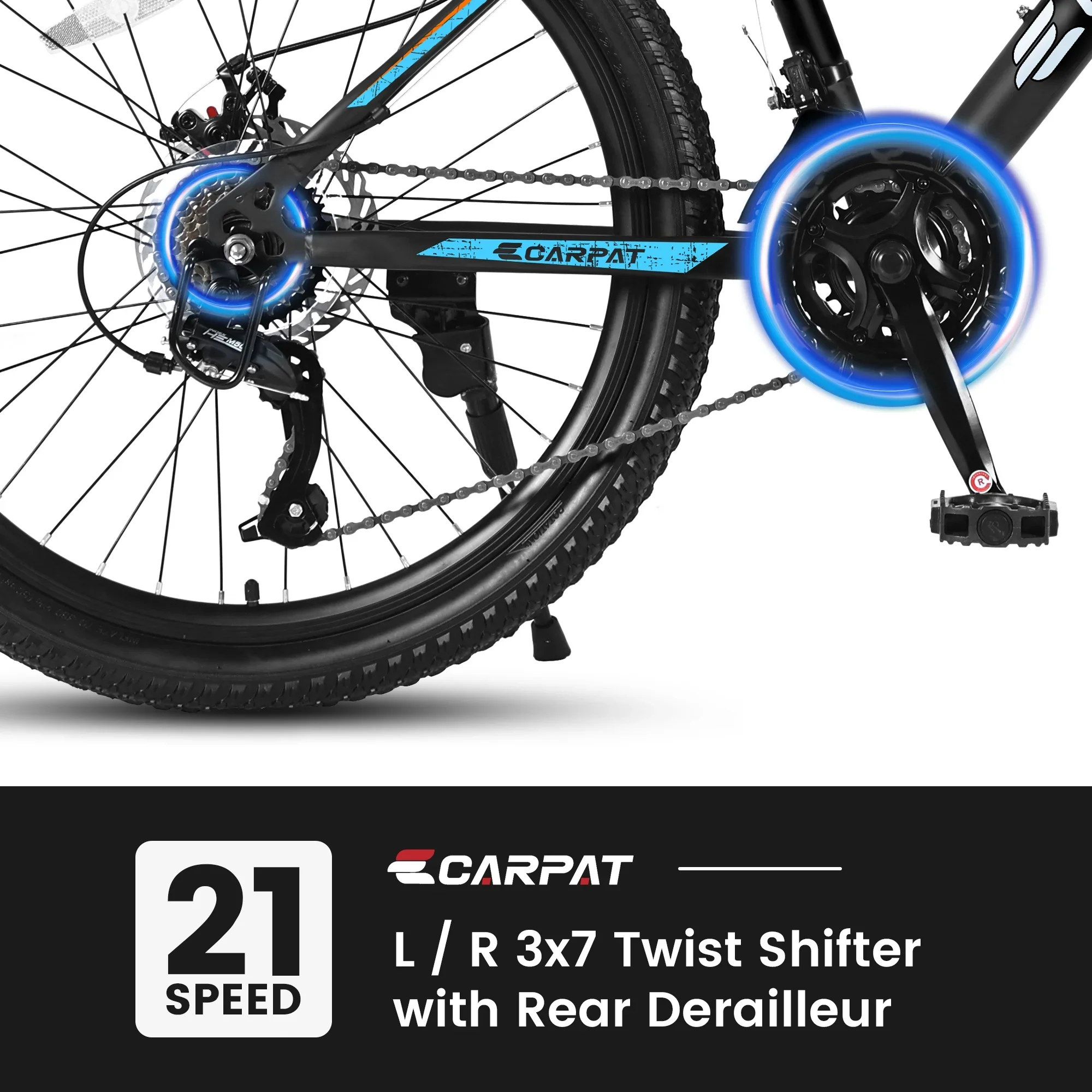 Ambifirner 26 Inch Mountain Bike, 21-Speed/High-Carbon Steel/Carbon Frame, Mechanical Disc Brakes , Adjustable Ergonomic Seat Bycycle for Men Women Adult, Quick Assembly in 20 Minutes