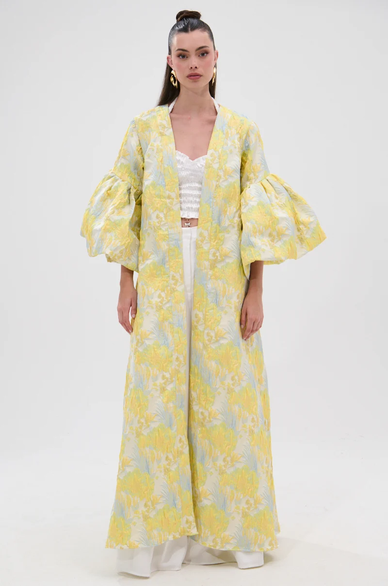 VENICE BROCADE PUFF SLEEVE DUSTER - Akira Store