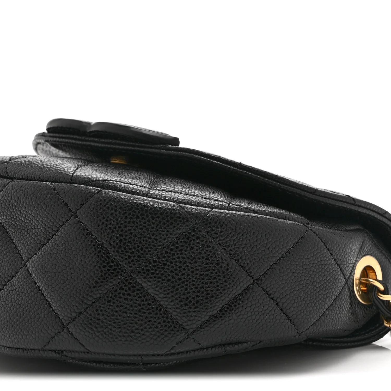 Caviar Quilted Mini Messenger Flap Black
