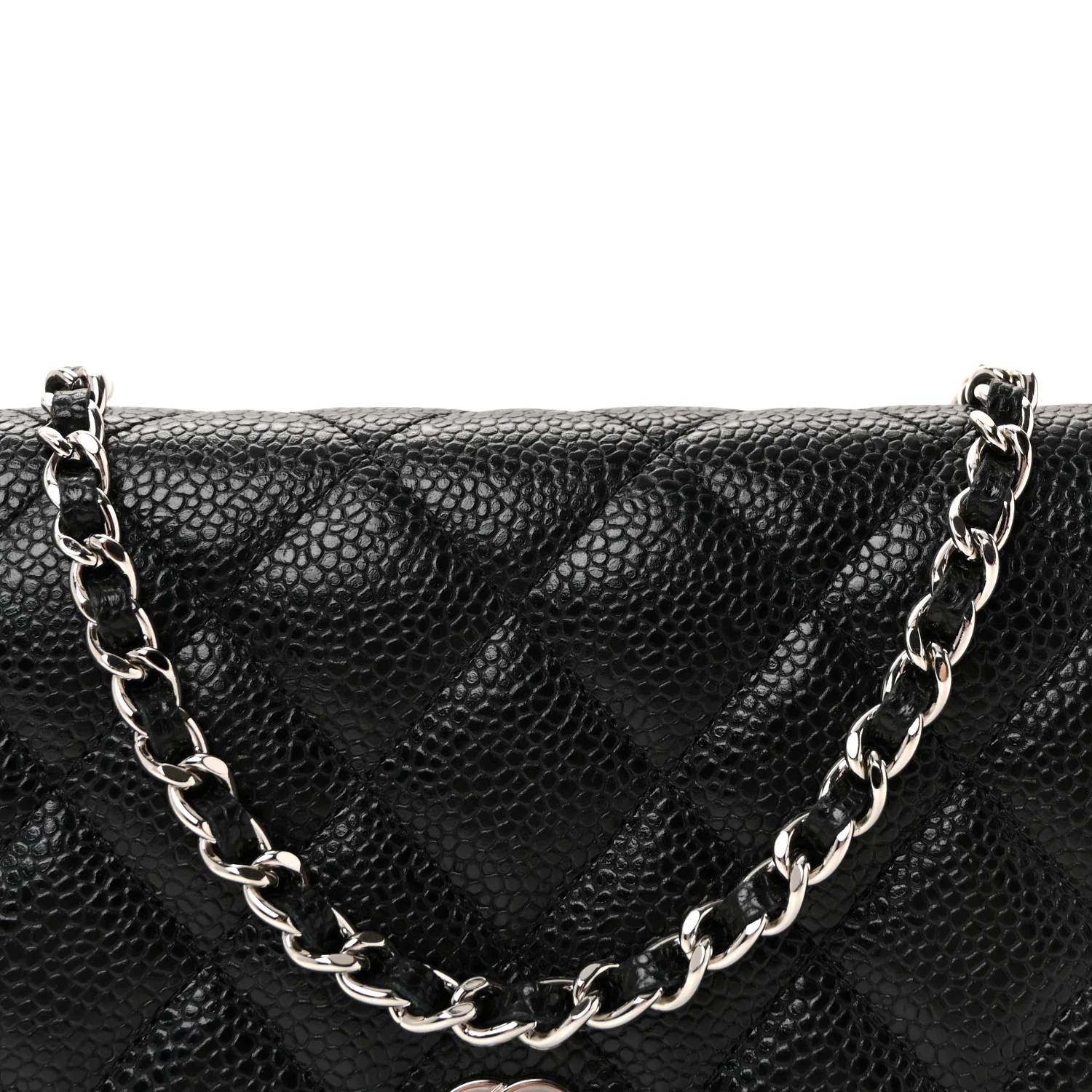 Caviar Quilted Wallet on Chain WOC Black