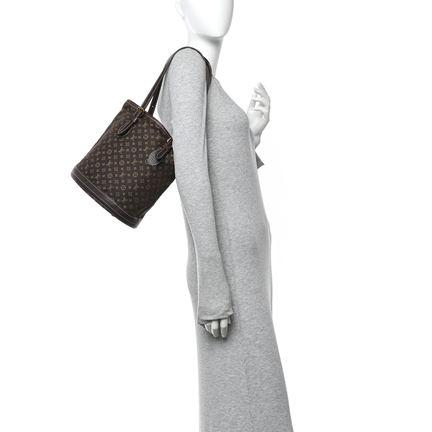 Mini Lin Monogram Bucket Bag Ebene