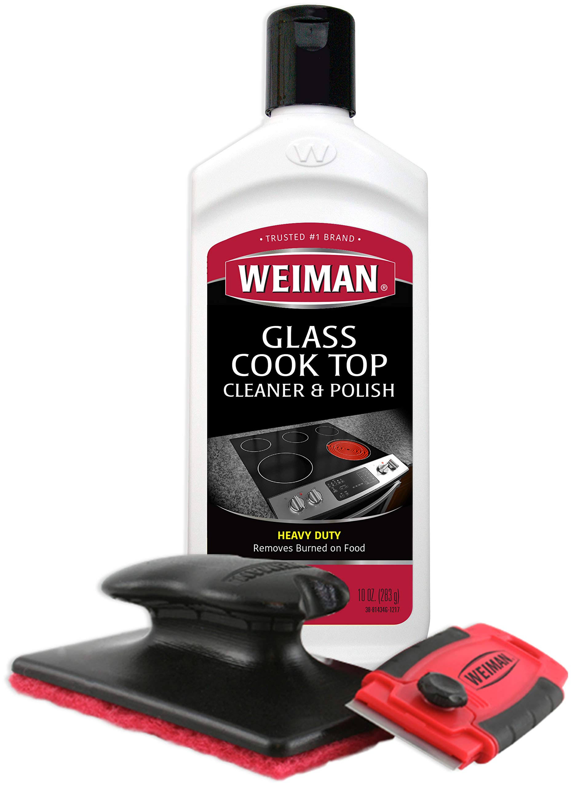Weiman Complete Cook Top Cleaning Kit - 10 oz Cleaner & Polish, Scrubbing Pad, Cleaning Tool, & Cooktop Razor Scraper