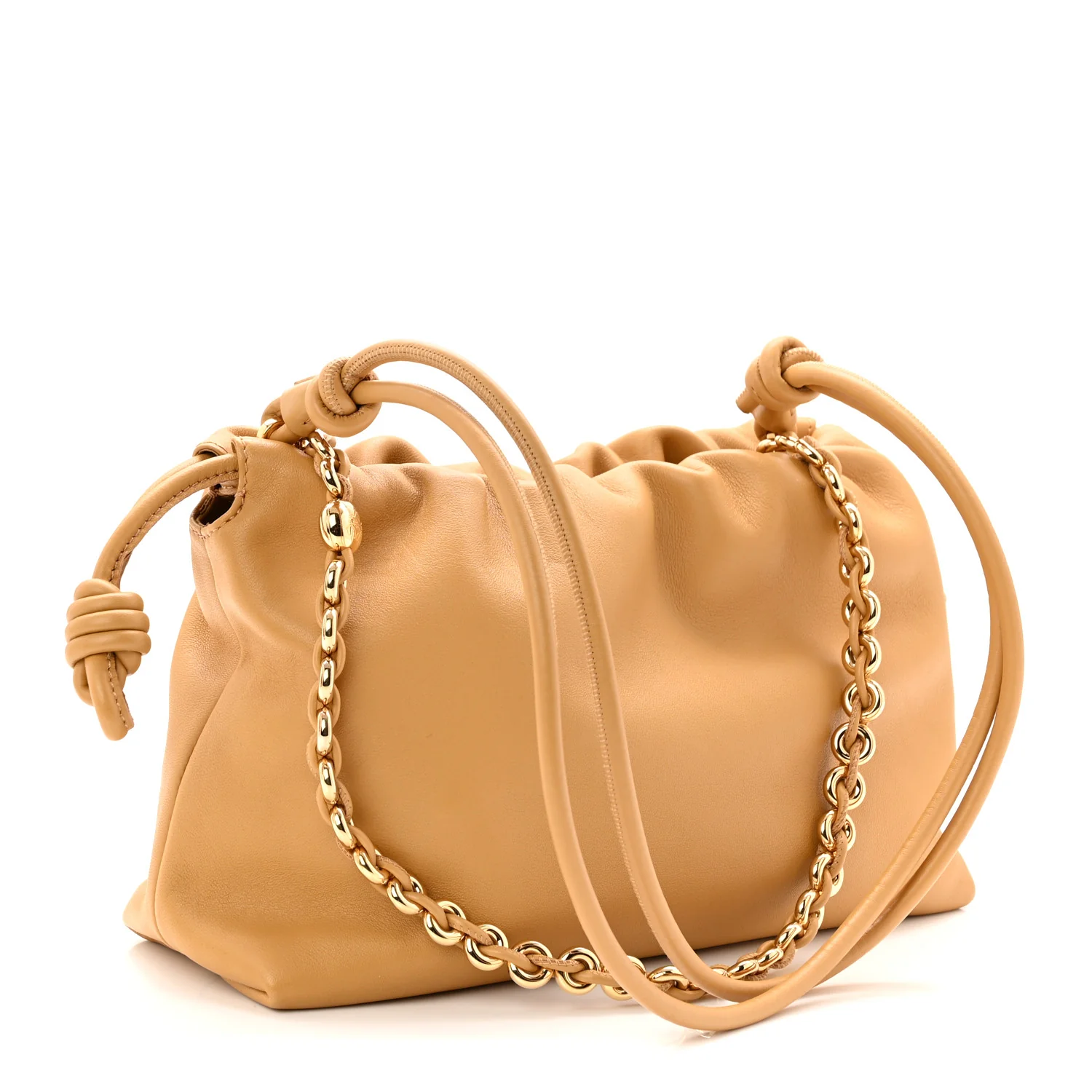 Mellow Nappa Donut Medium Chain Flamenco Knot Clutch Sahara
