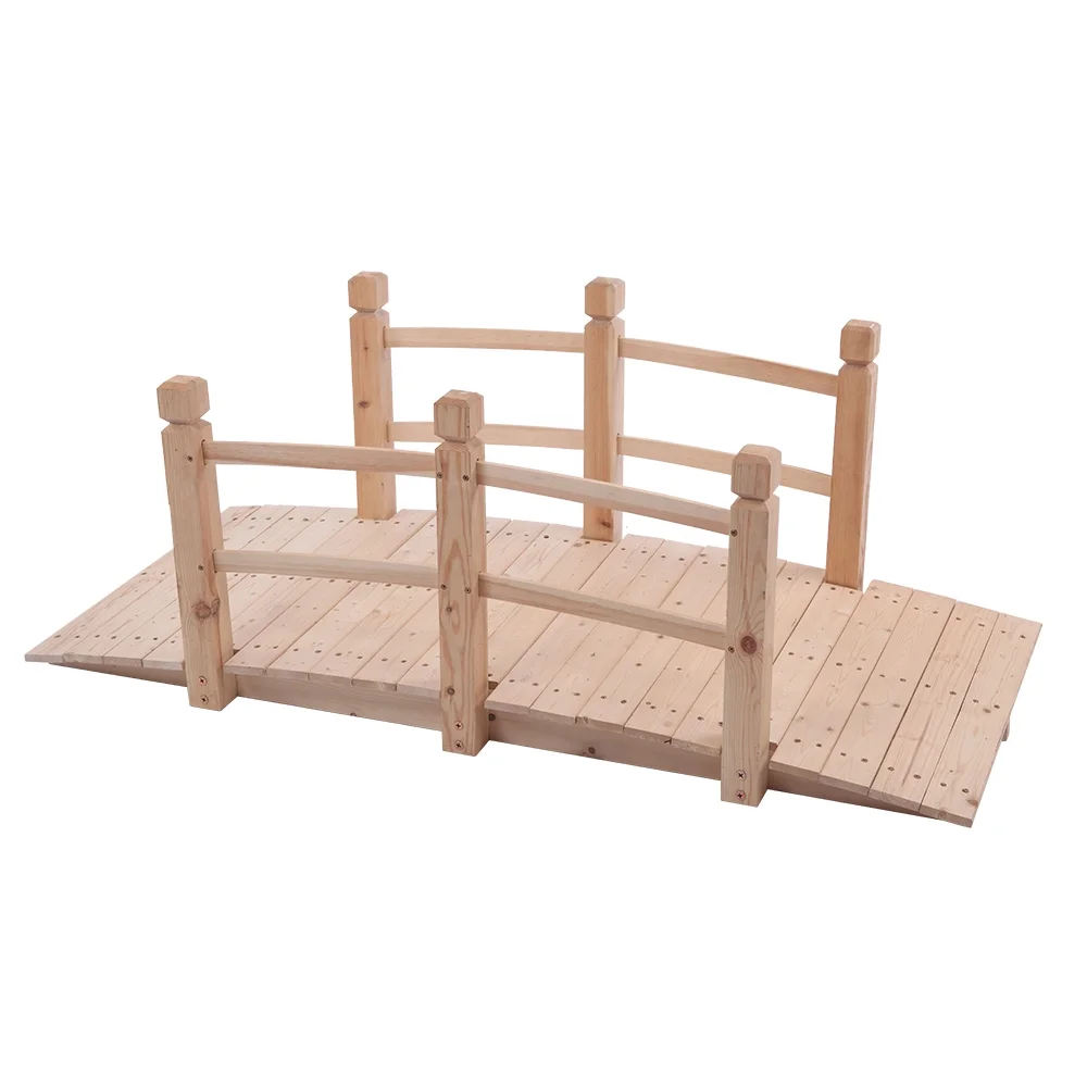 Small Wooden Arch Bridge for Courtyards - Anticorrosive Outdoor Landscape Decoration in Burlywood Finish, Perfect for Gardens and Pathways