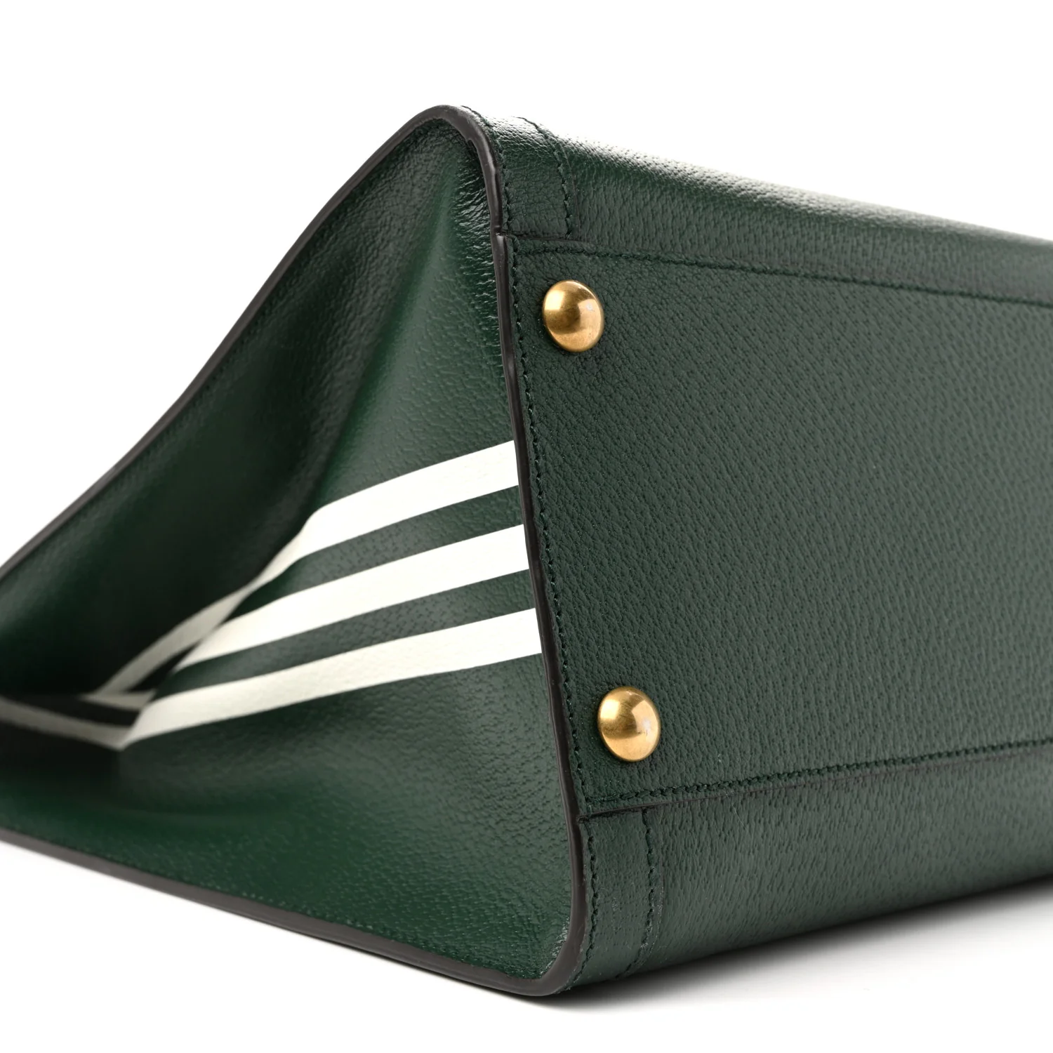 X Adidas Textured Dollar Calfskin Stripe Studded Maxi Diana Tote Bag Vintage Green Multicolor