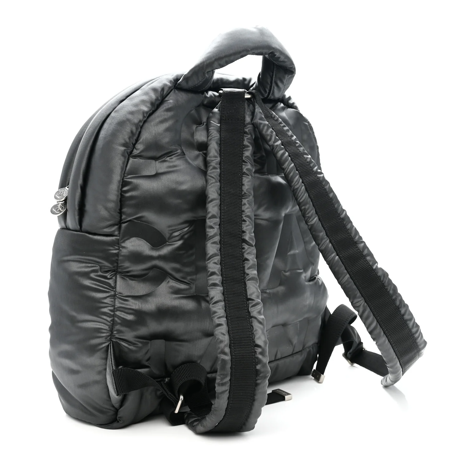 Nylon Embossed Small Doudoune Backpack Grey