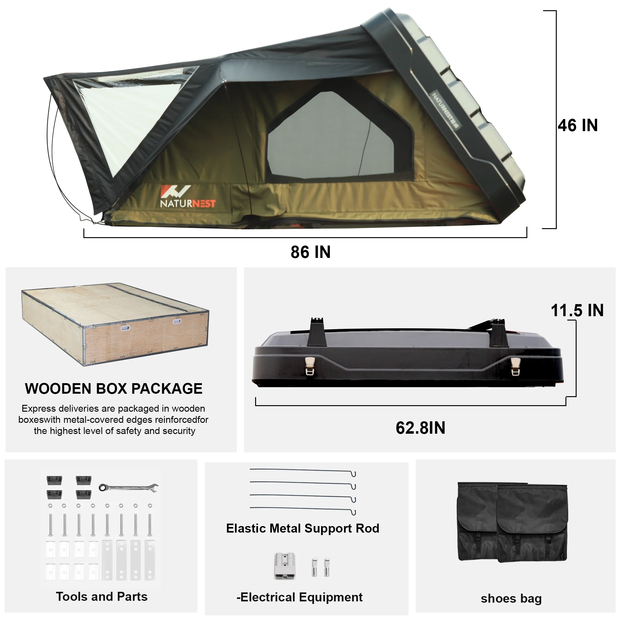 Rooftop Tent HardShell with Luggage Rack,Camping Tent for Van Suv Truck Car Vehicle Outdoor, 2-3 Person - Image 5