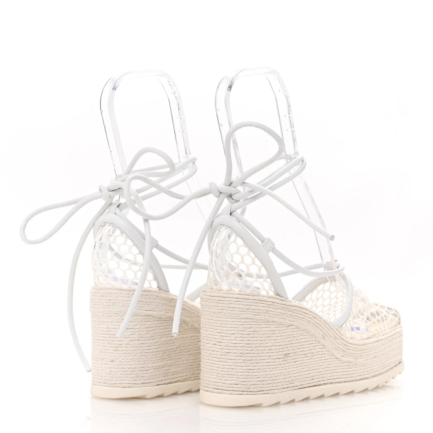 Mesh Lambskin Sporty Web Stretch Ankle Tie Espadrilles 37 Optic White