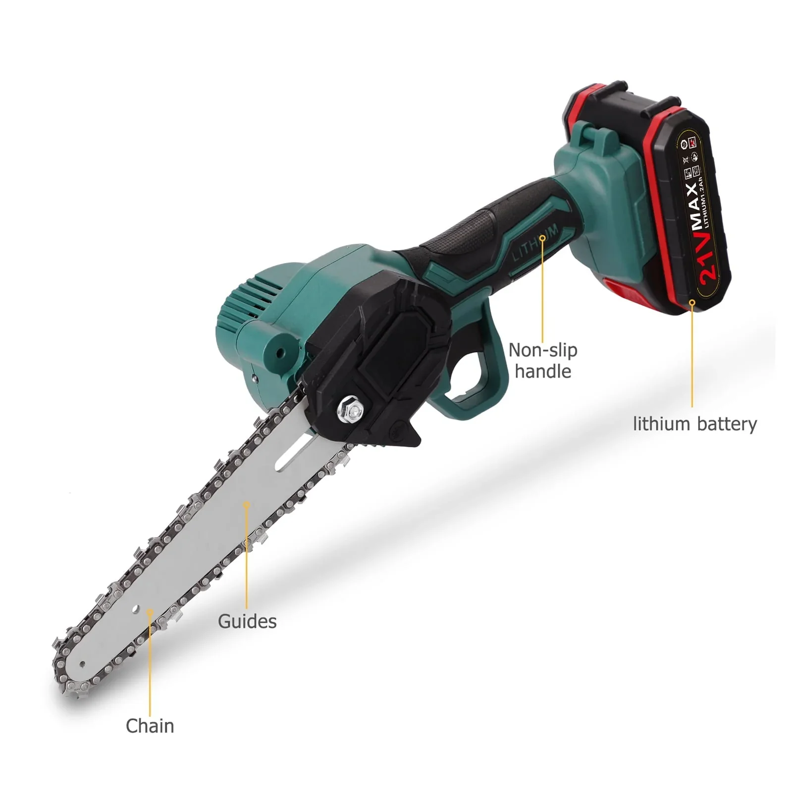 CACAGOO 21V 6 inch Mini Cordless ChainSaw with 2 Batteries One-Handed Electric Chain Saw for Wood Cutting Garden Logging Trimming Branch