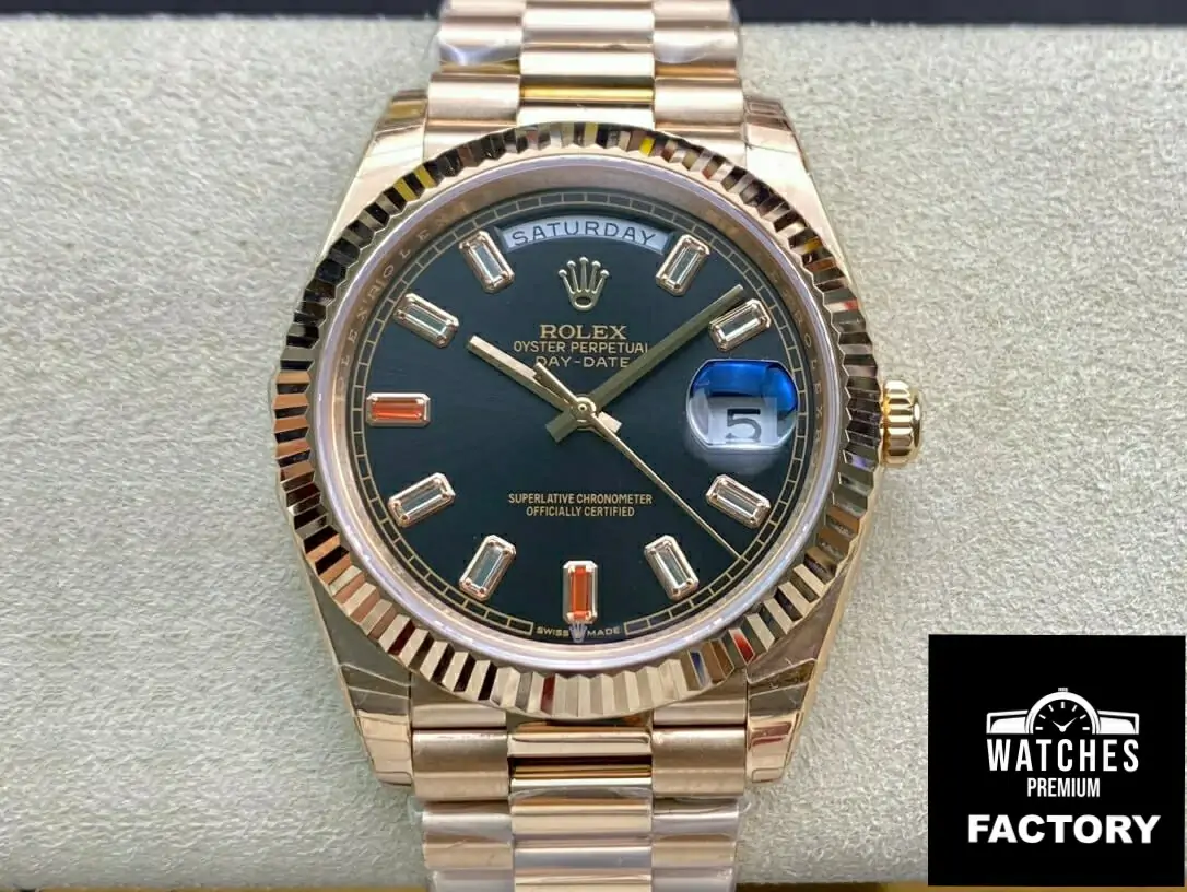 Rolex Day Date 40MM EW Factory Rose Gold Black Dial