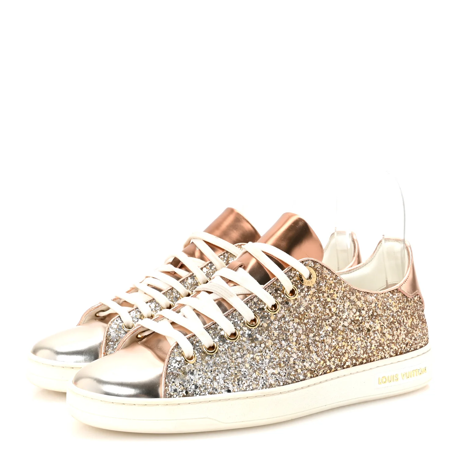 Metallic Glitter Frontrow Sneakers 37 Rose Gold