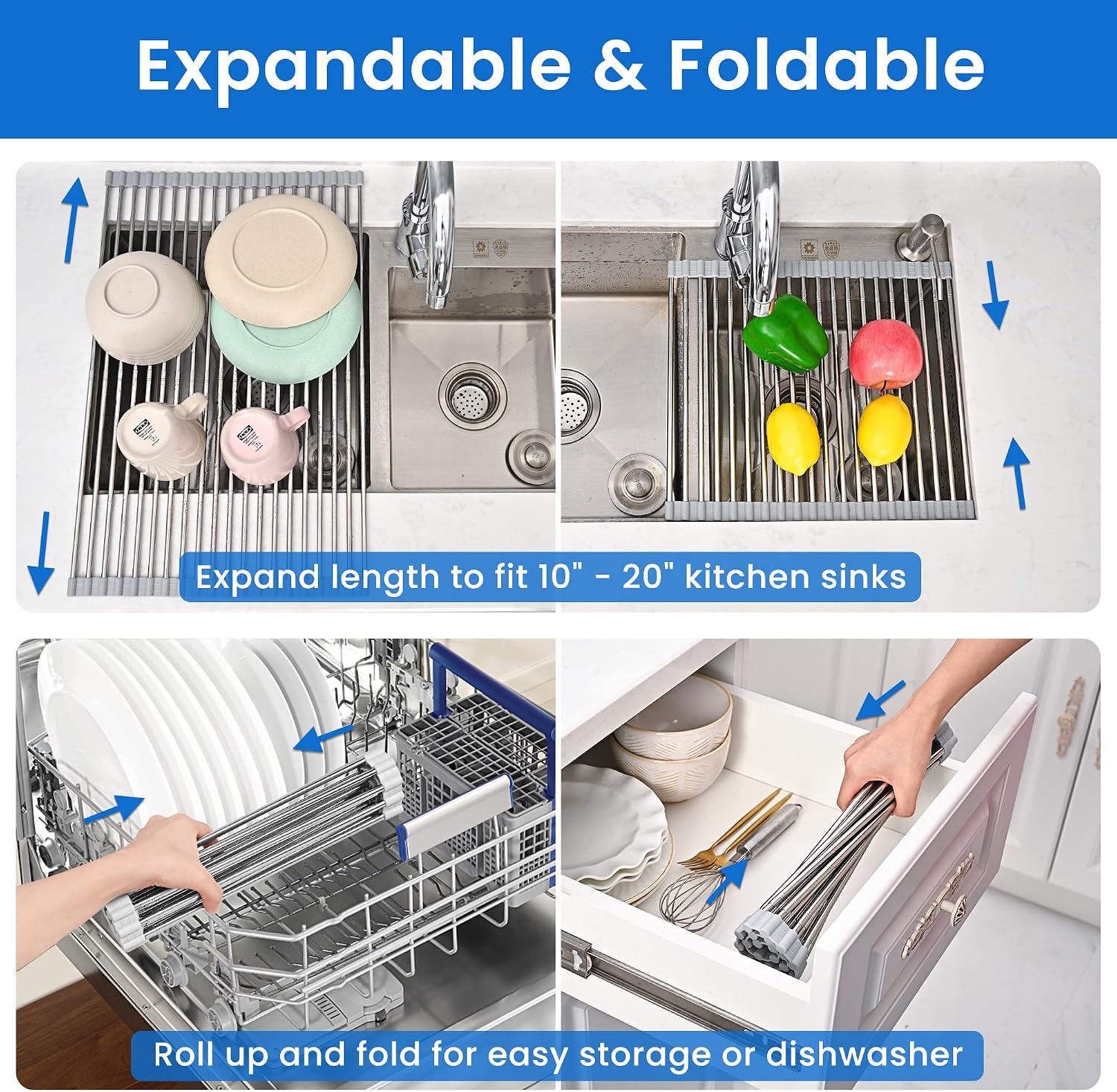 Roll Up Dish Drying Rack Over the Sink 12.5