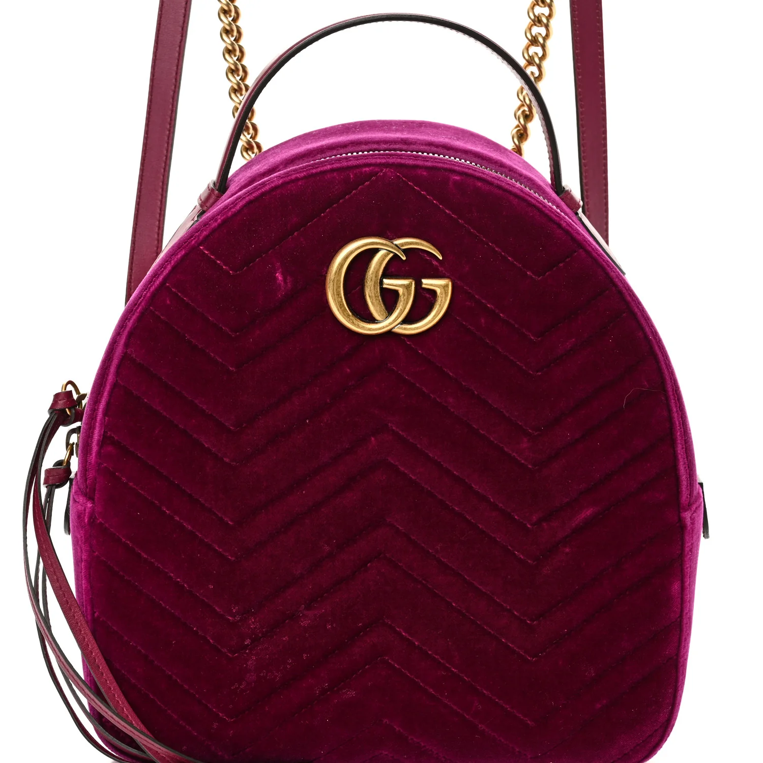 Velvet Matelasse GG Marmont Dome Backpack Fuchsia Violet Cyclamen