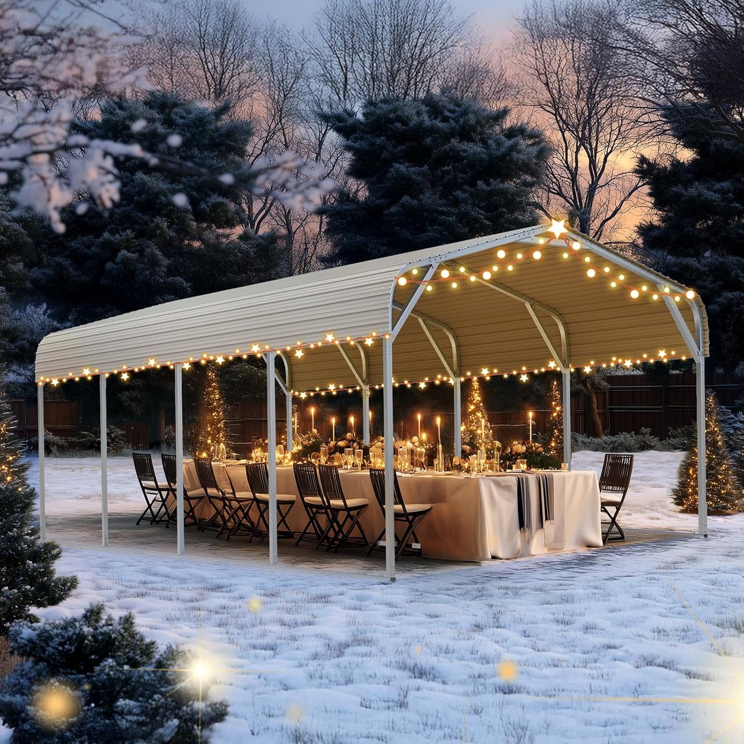 12x20 ft Metal Roof Carport Kits Hard Top Garage Heavy Duty Steel Car Canopy(12' x 20'/Silver) - Image 6