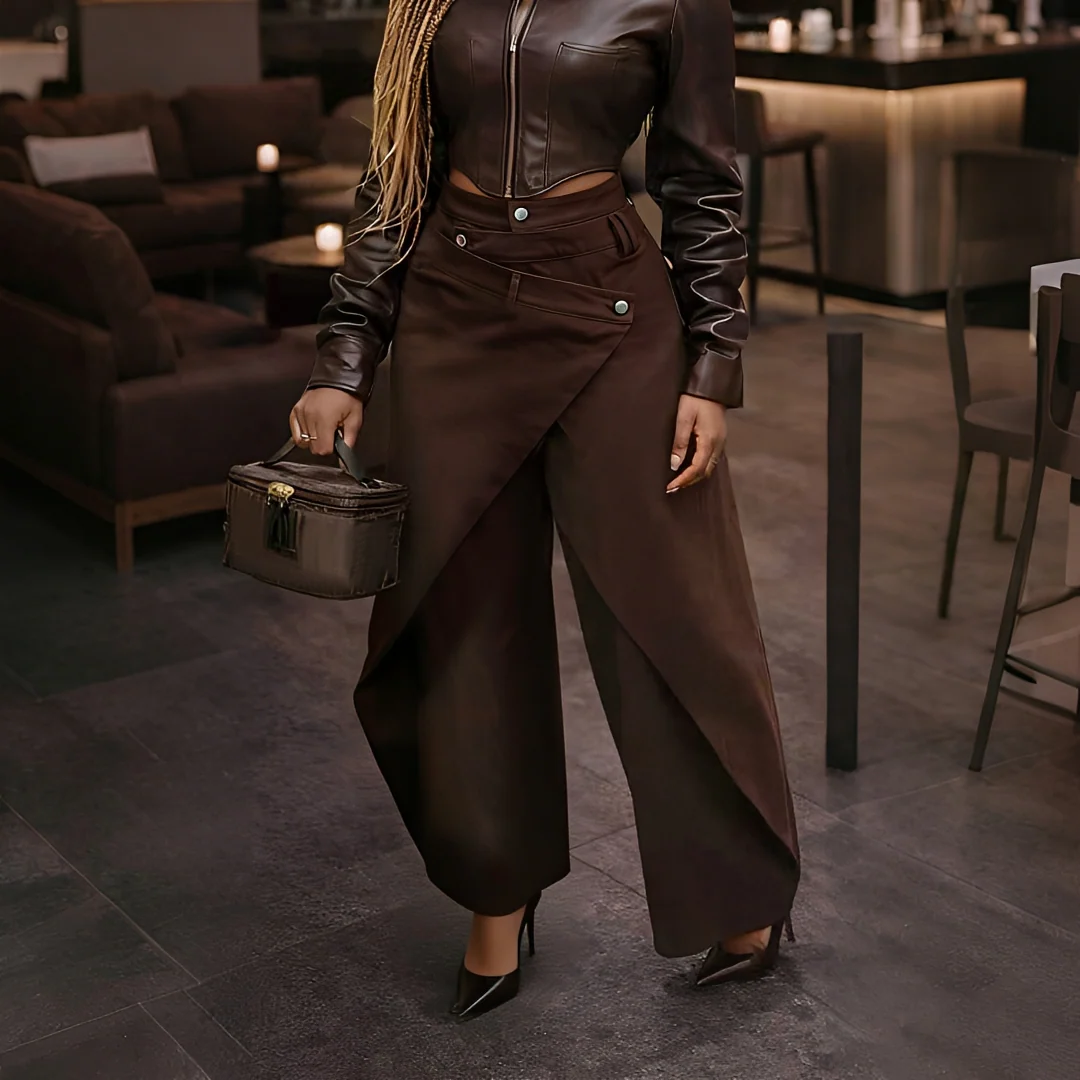 Cheska - Pantalon Élégant à Devant Croisé