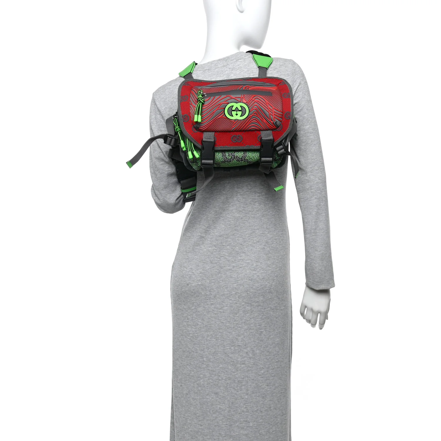 Jersey GG Monogram All Over Sporty Flap Backpack Red Multicolor