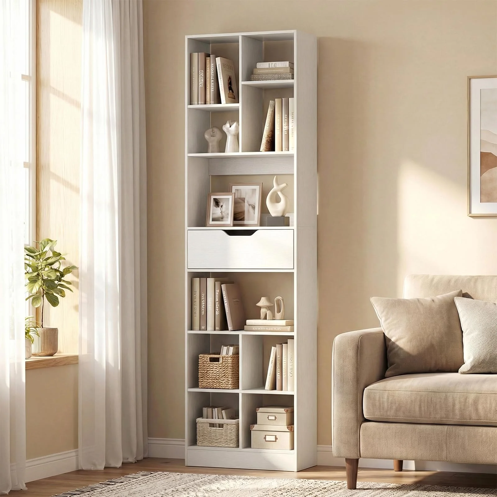 Tangkula 71” Tall Open Bookcase with Drawer(1/2)