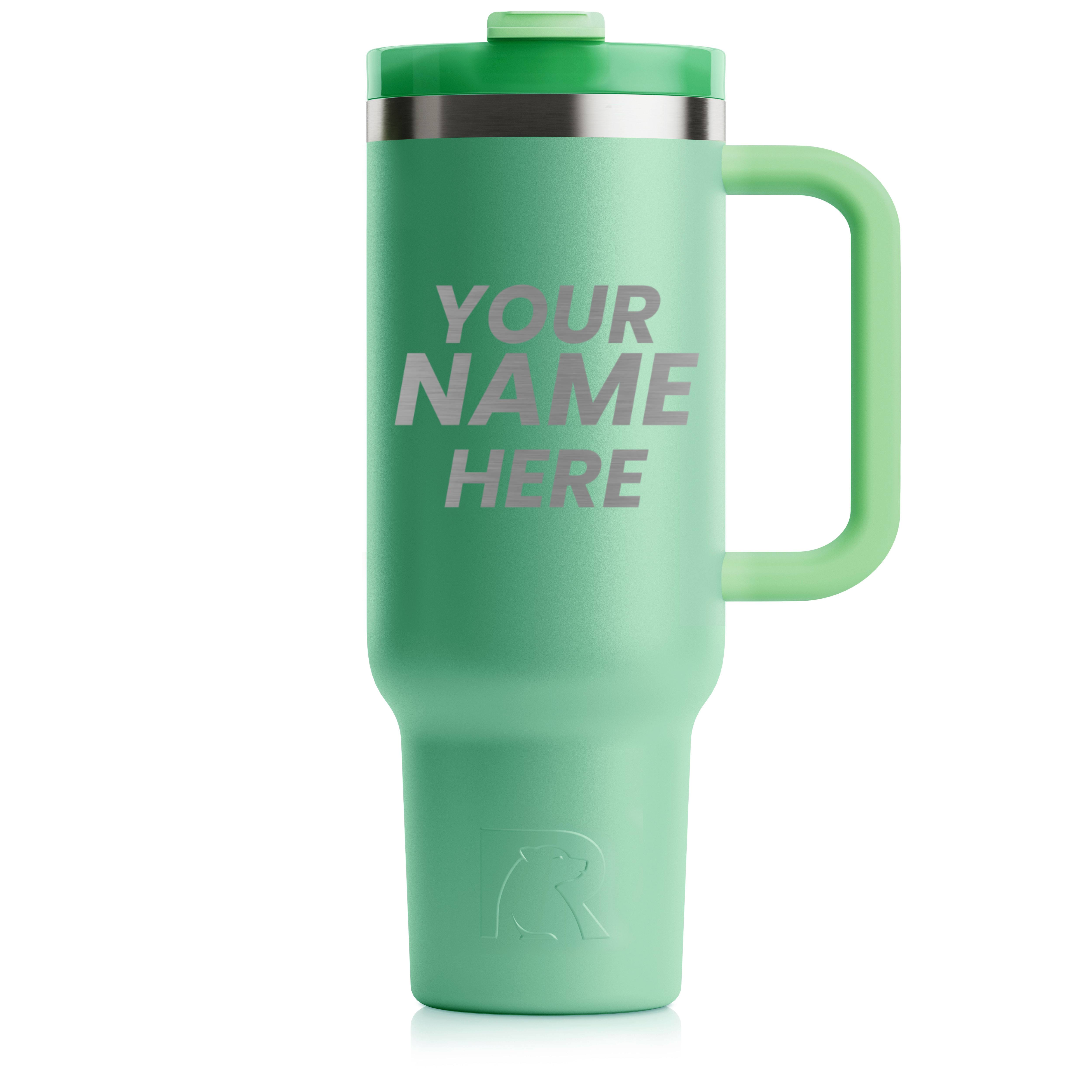 RTIC 40 oz Road Trip Tumbler Double-Walled Insulated Stainless Steel Portable Travel Coffee Mug Cup with Lid, Handle and Straw, Sage