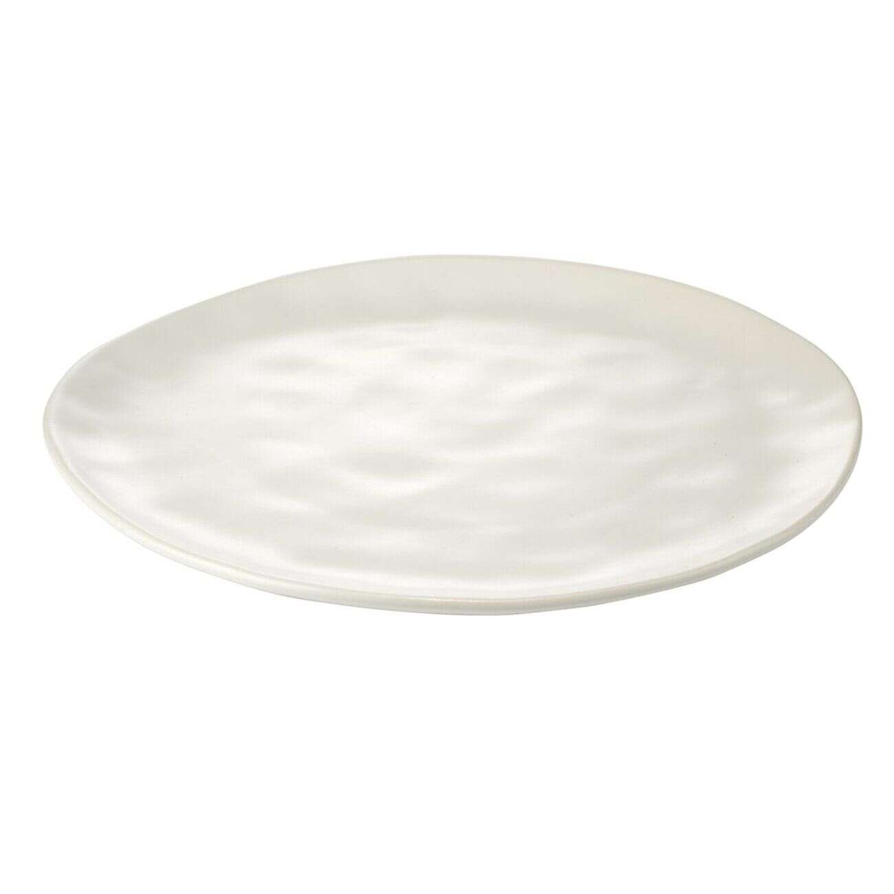 Assiette plate forme organique grès blanche Ø26cm