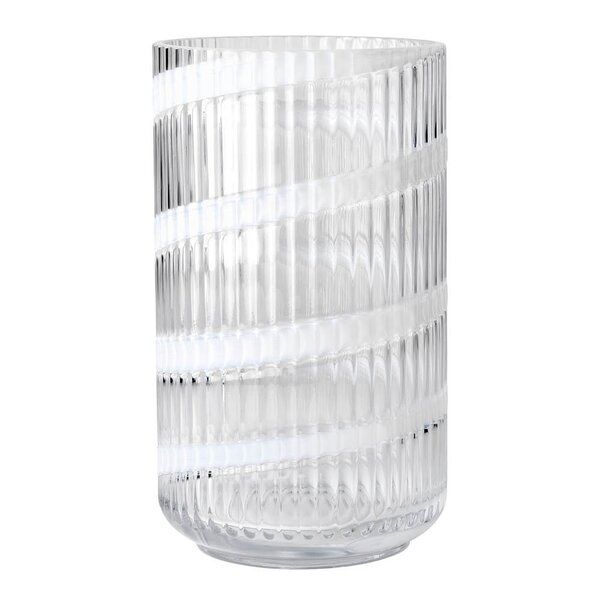 Vase munnblåst glass 25 cm swirl white