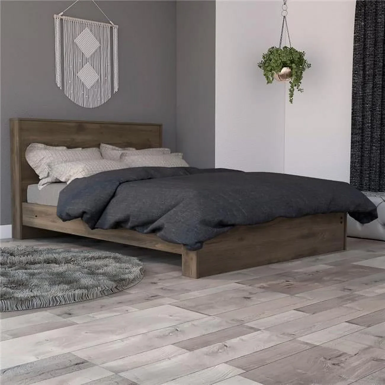 Depot E-Shop DE-CLB7965 Barrie Bed, Dark Brown - Full Size