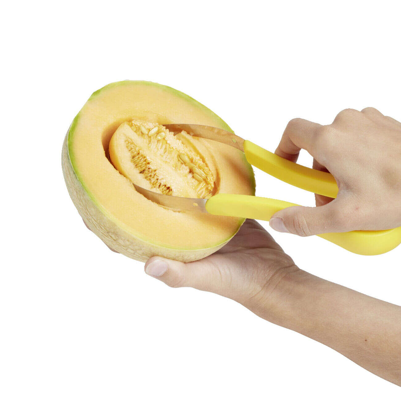 Découpe fruit avec 2 lames acier et 1 cuillère