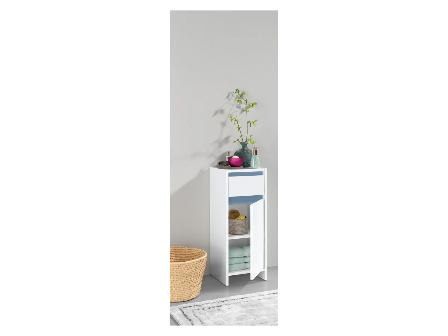 LIVARNO home Armoire latrale de salle de bains Oslo, 32 x 80 x 28 cm, blanche