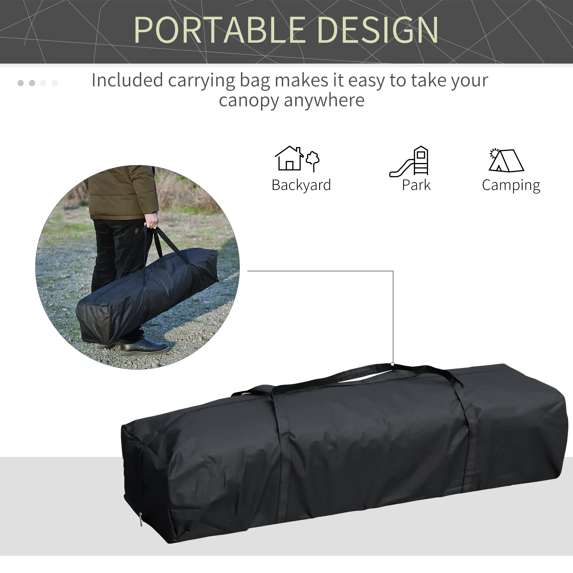 Outsunny 10' x 19' Pop Up Canopy with Easy Up Steel Frame, 3-Level Adjustable Height and Carrying Bag, Sun Shade Event Party Tent for Patio, Backyard, Garden, Blue