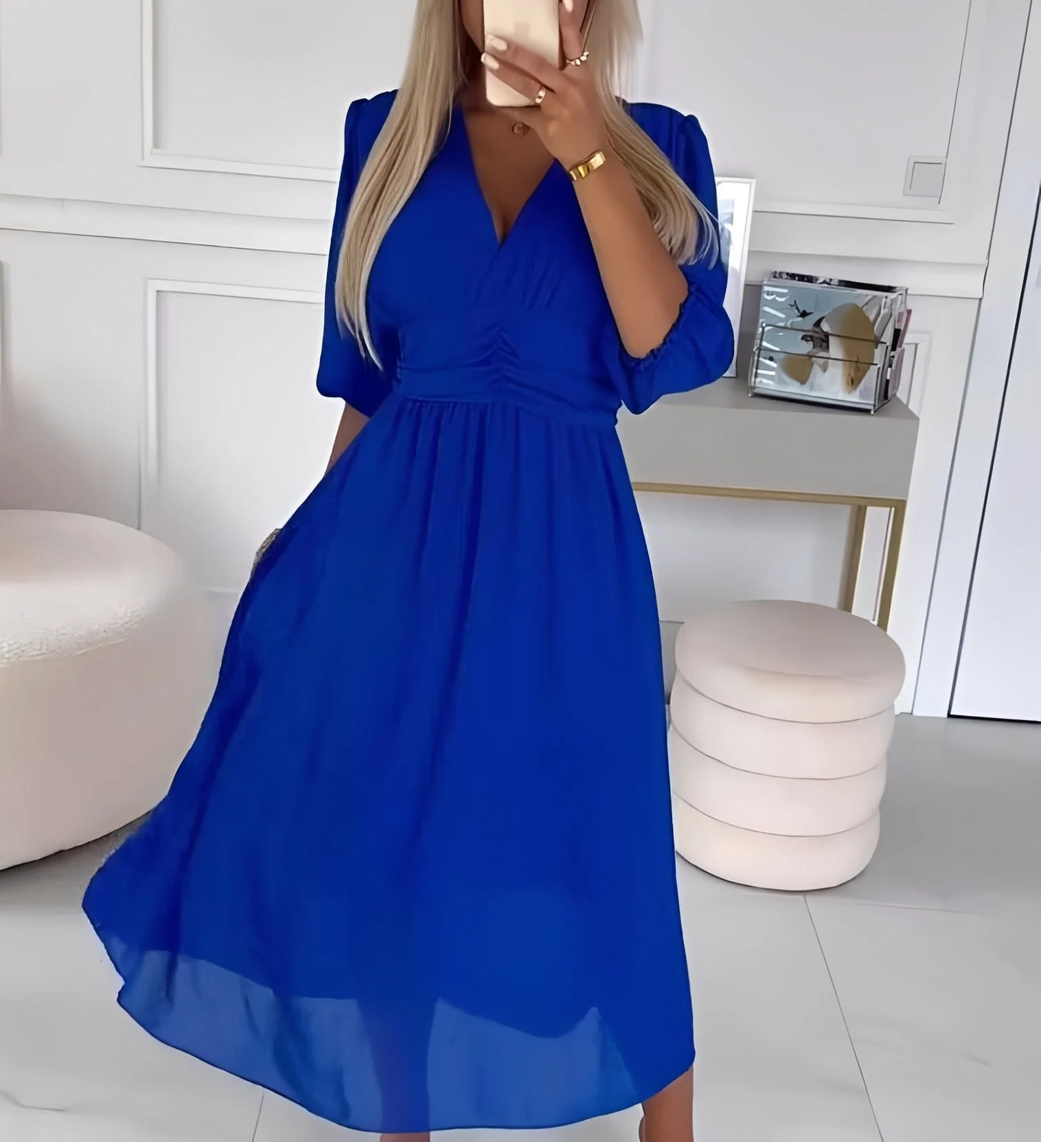 Aysha - Robe Midi à Manches Longues