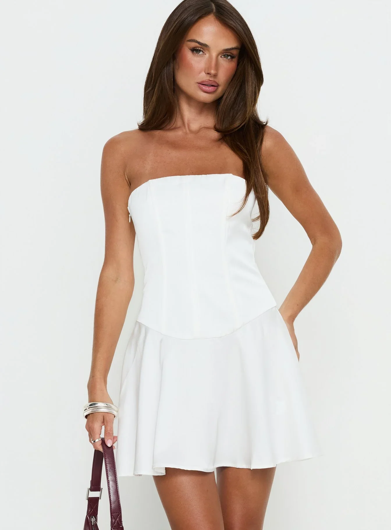 Natalisa Strapless Corset Mini Dress White