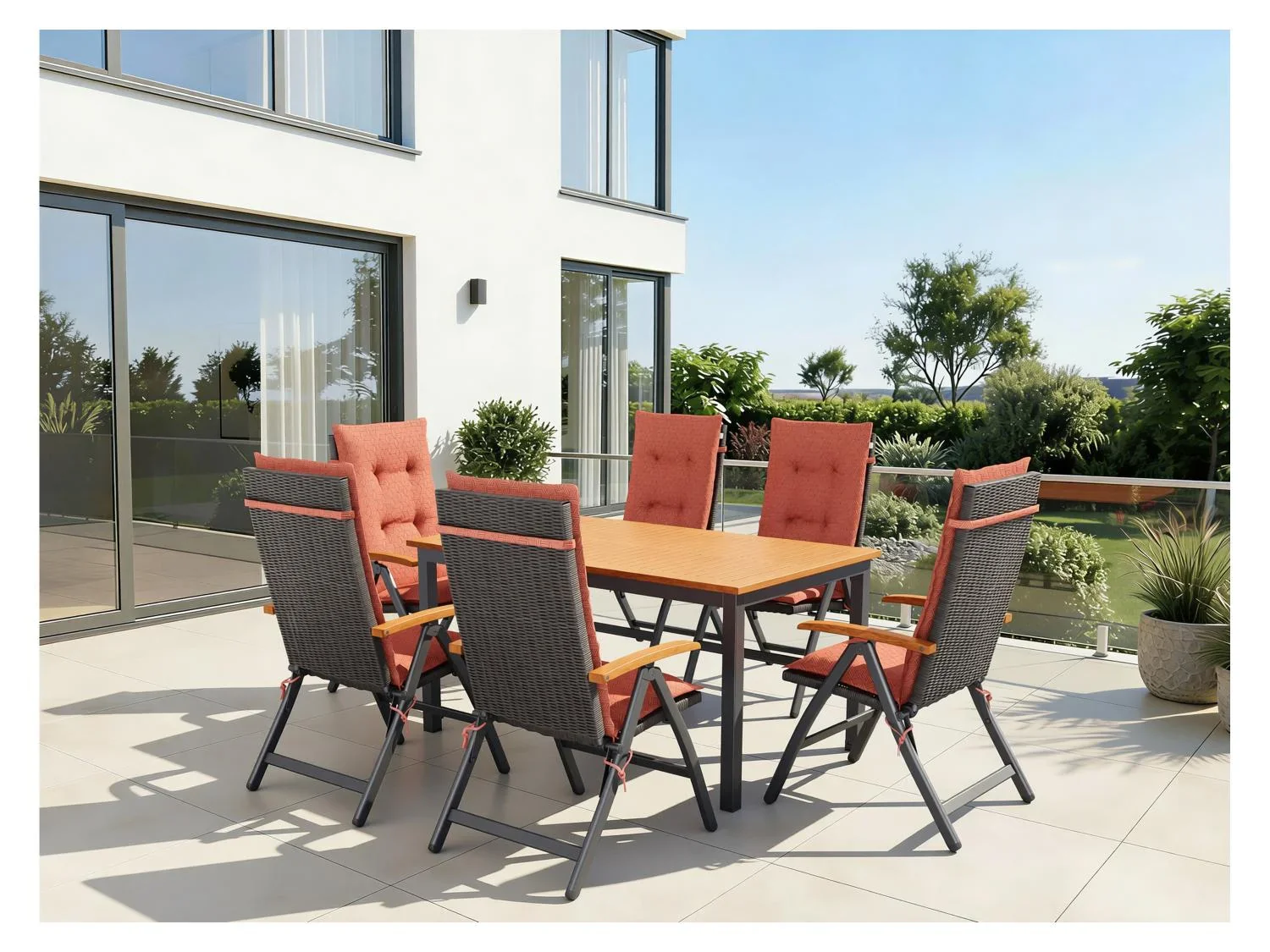 LIVARNO home Ensemble tress  Valencia , 7 pices - table standard et 6 fauteuils pliants