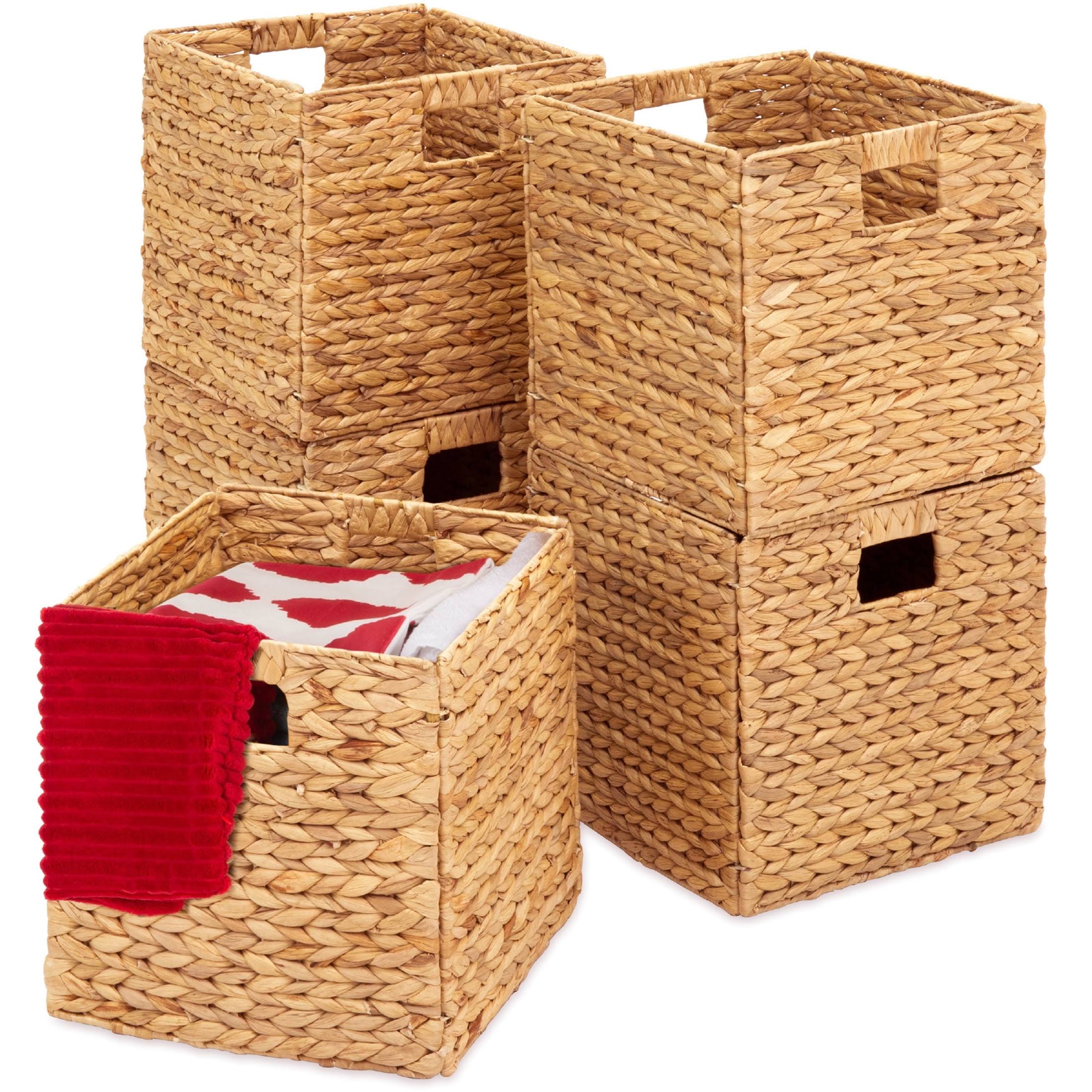 Best Choice Products 10.5x10.5in Hyacinth Storage Baskets Set of 5 Multipurpose Collapsible Organizers - Natural