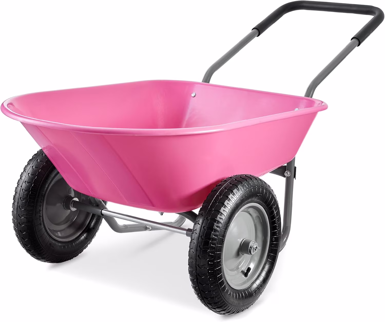 SAZYY Heavy-Duty Dual-Wheel Home Utility Yard Wheelbarrow & Garden Cart with Built-in Stand �C Versatile Solution for Lawn Care, Gardening & Construction Tasks, Gray