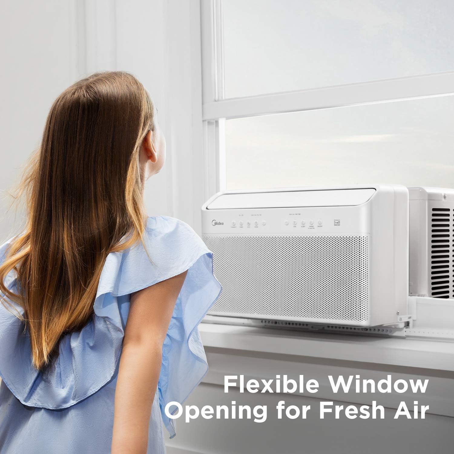 U-Shaped Inverter Window Air Conditioner 12.000BTU with Open Window Flexibility. Robust Installation.Extreme Quiet. 35% Energy Saving. Smart Control. Alexa. Remote. Bracket Included (Renewed)