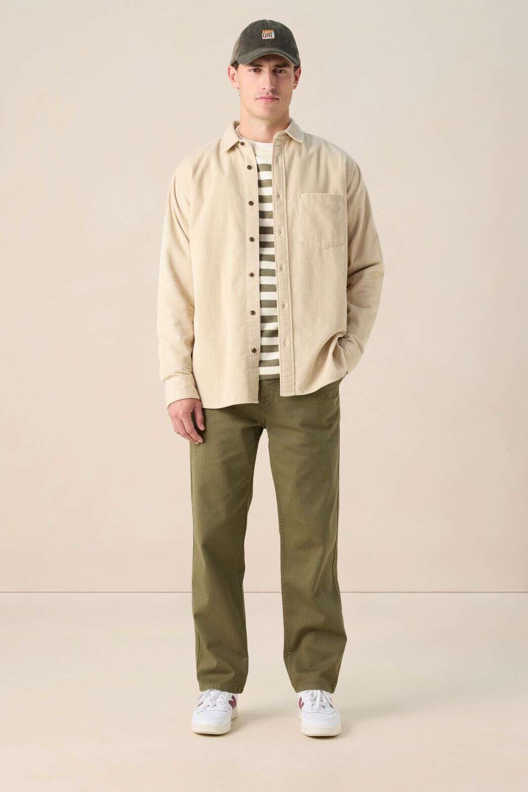 Beige corduroy overhemd