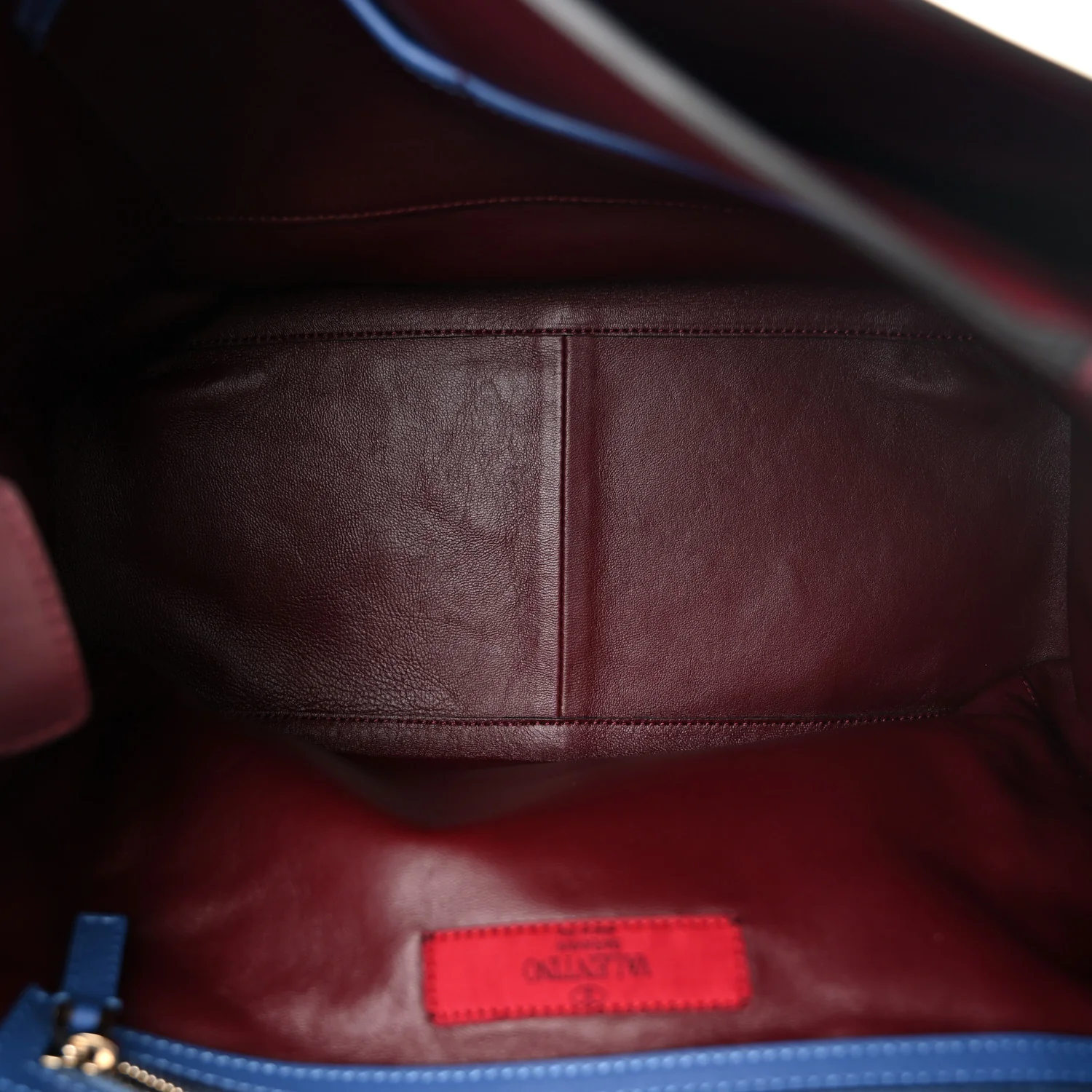 Calfskin Colorblock Mime Single Handle Bag Ruby Marine
