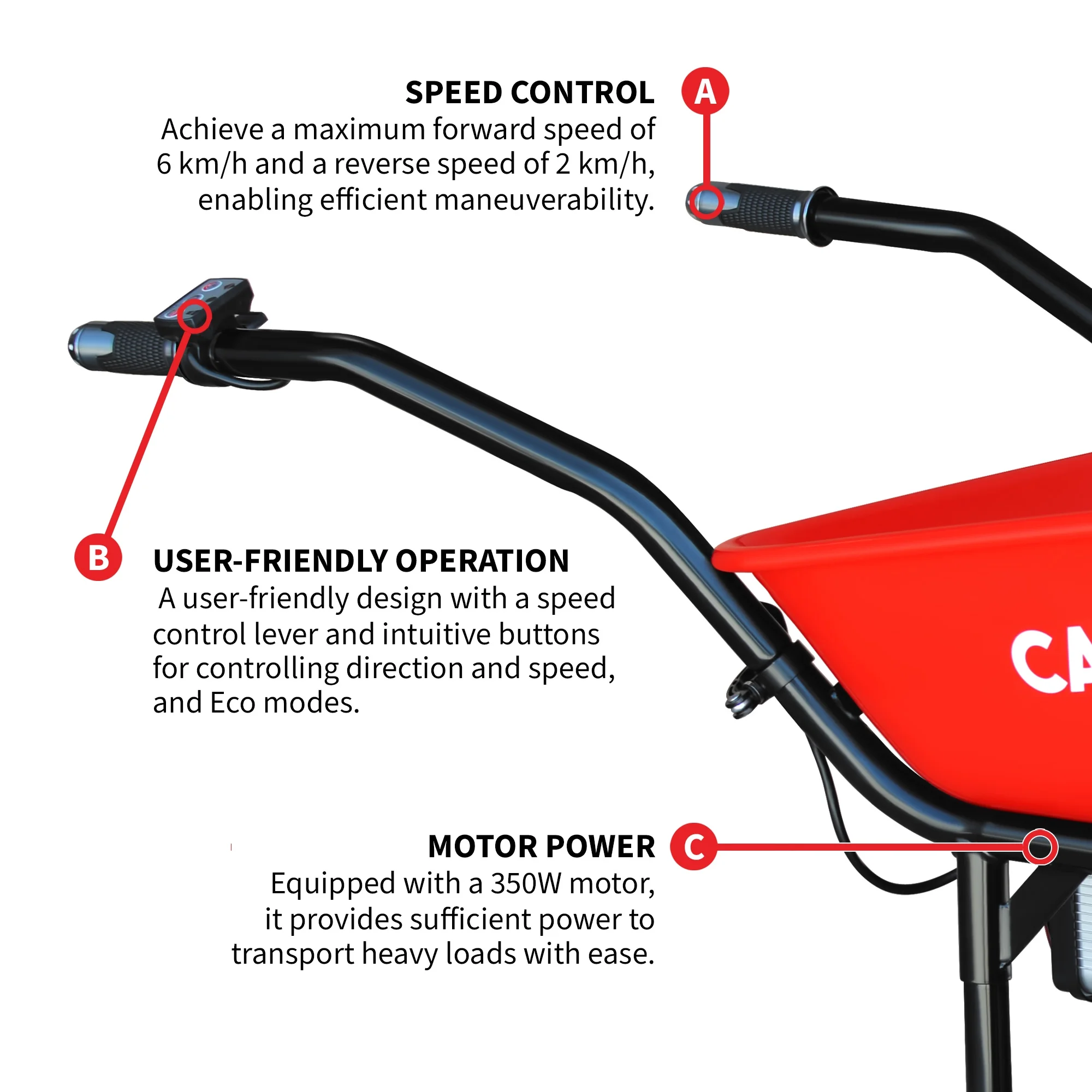 Electric Utility Cart 40V Battery-Powered Wheelbarrow 570-lb. Bucket Capacity - Image 4