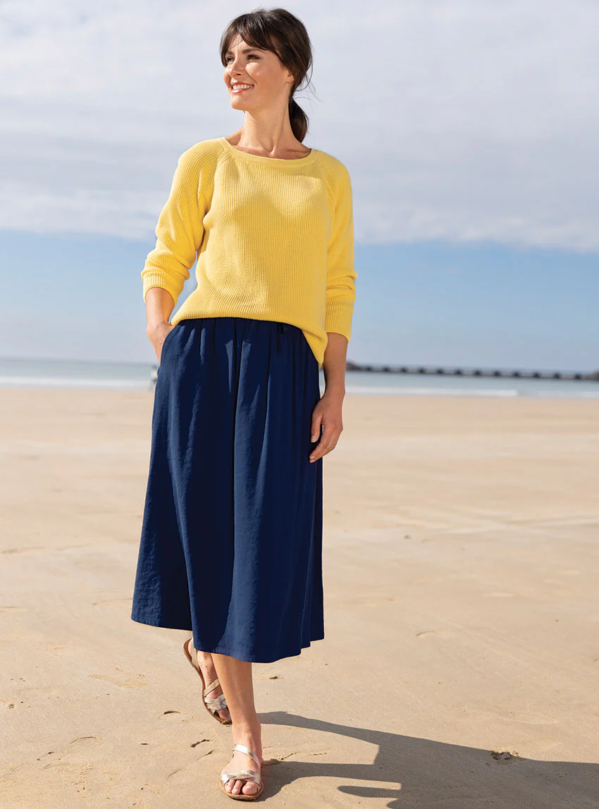 Jupe femme ample viscose bleu marine