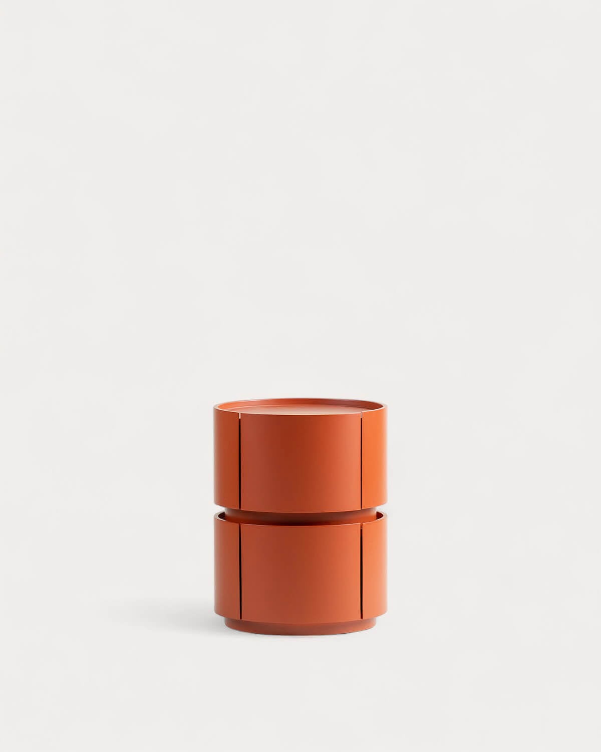 Maele - Mesa Auxiliar Redonda con 2 Cajones de Madera (Ø40 cm) Maele