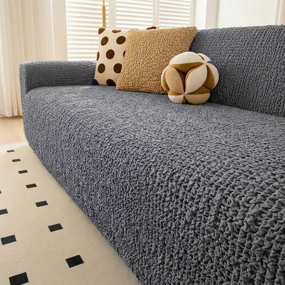 Cream Style Seersucker Breathable Stretchy Full-Coverage Magic Armchair Cover