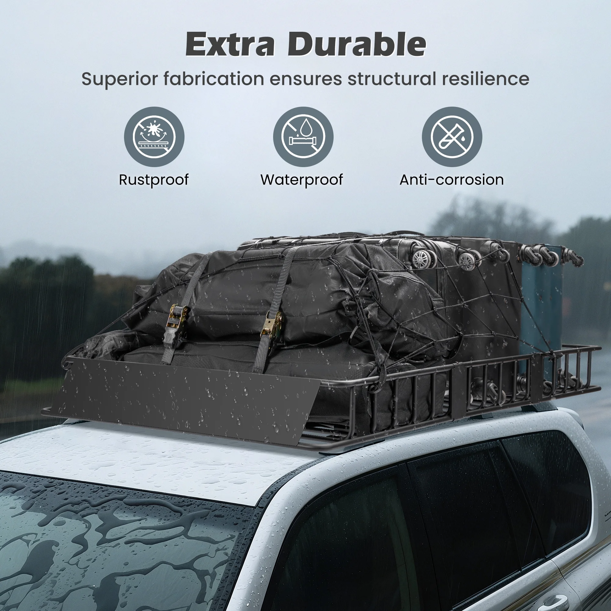 Naipo Roof Rack Cargo Basket, 500 lb, 64