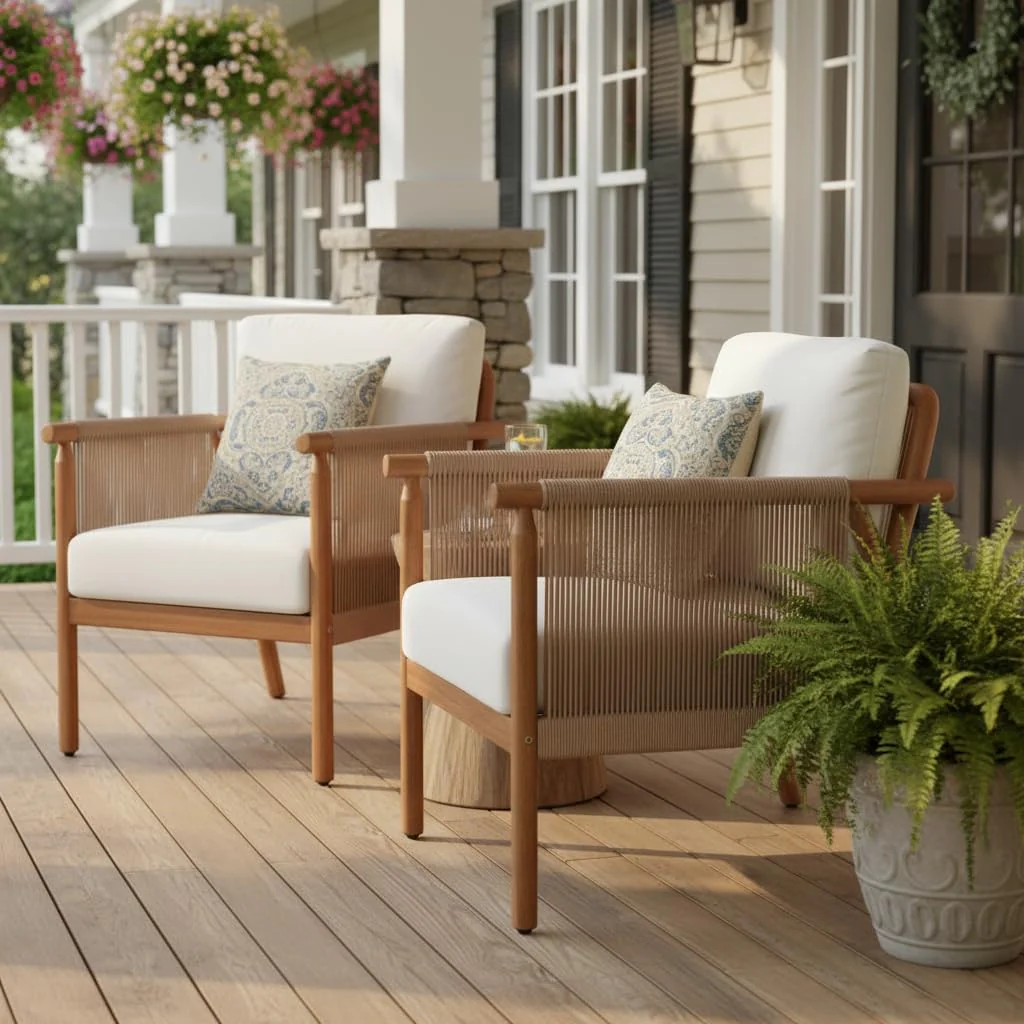 Tangkula Acacia Wood Patio Club Chair Boho Accent Chair（1/2/4）