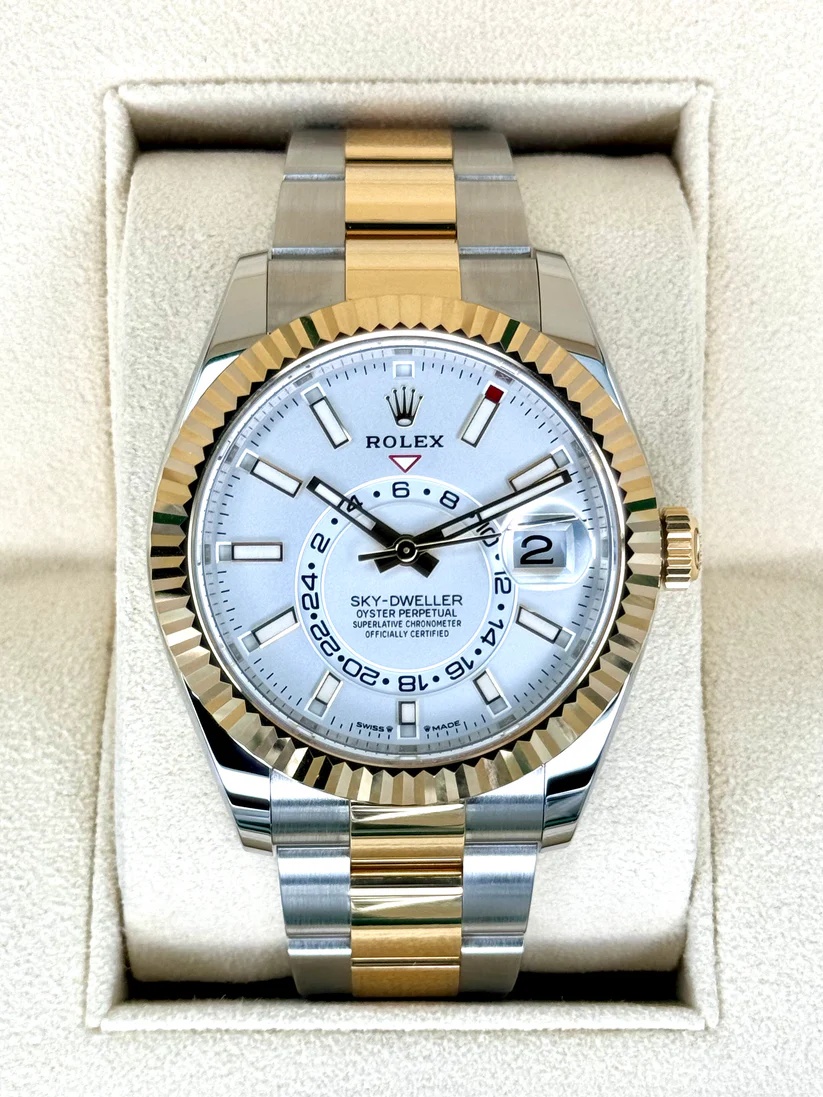 [Super Clone]RLX  Sky-Dweller 42mm Two-Tone Yellow Gold White Dial Oyster - 336933 - New 2025