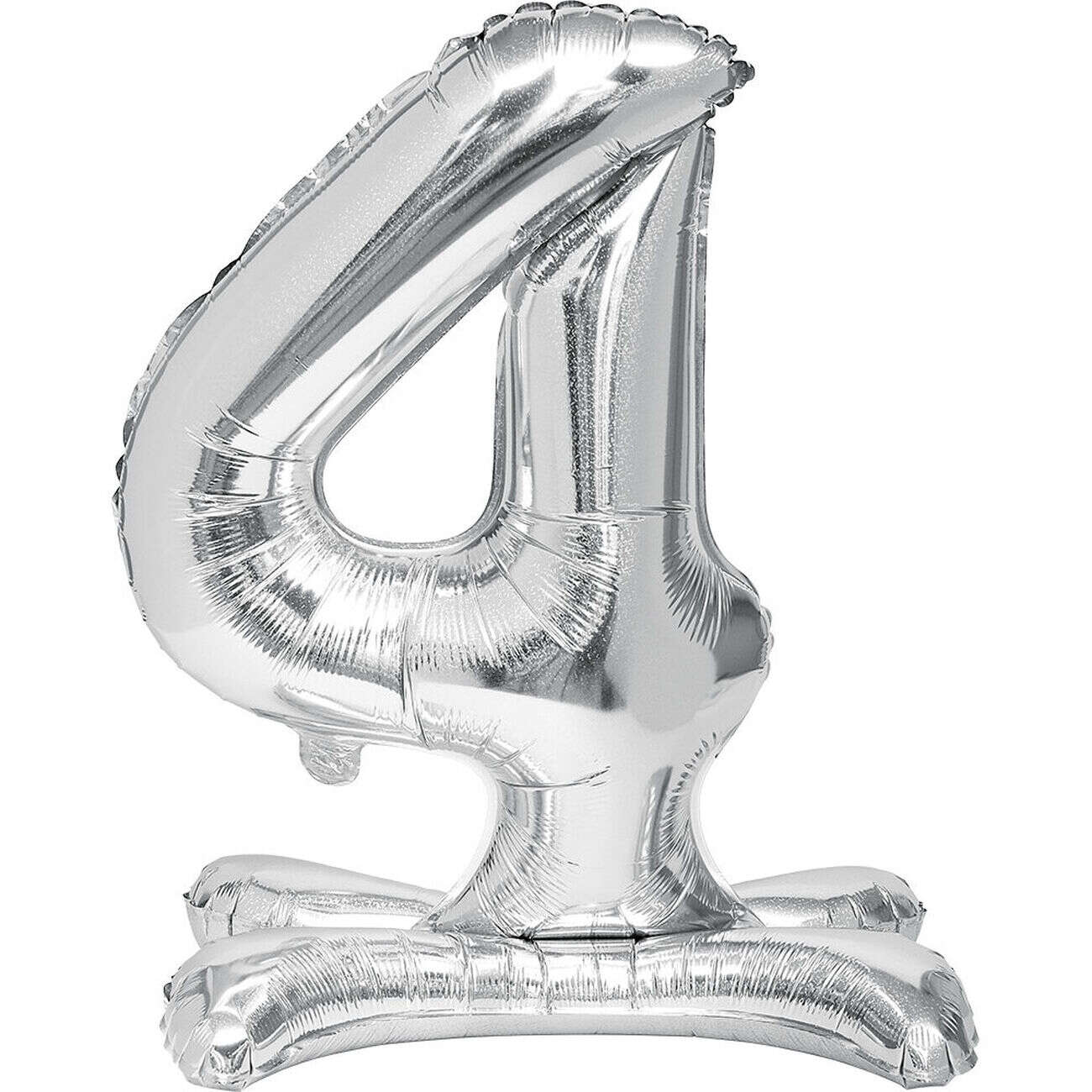 Ballon chiffre 4 avec support doré ou argenté 80cm