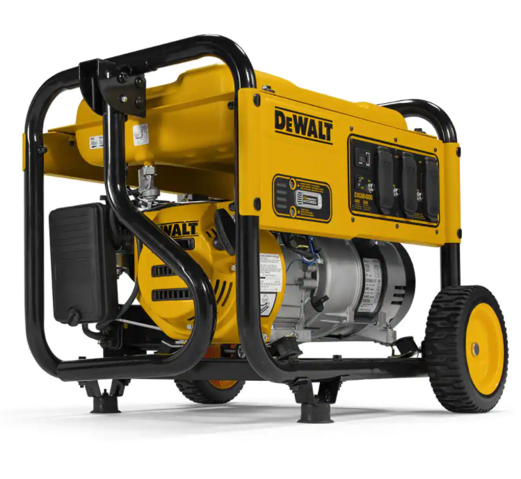 Générateur portable à essence DEWALT de 4 000 watts à démarrage manuel, avec moteur haut de gamme, prises protégées et protection contre le monoxyde de carbone.