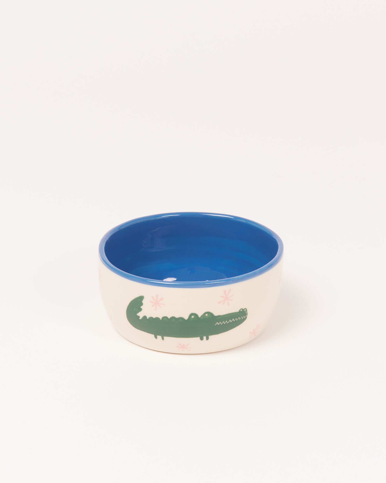 MIIO MIINI MODERN CROCO CEREAL BOWL, WHITE AND BLUE