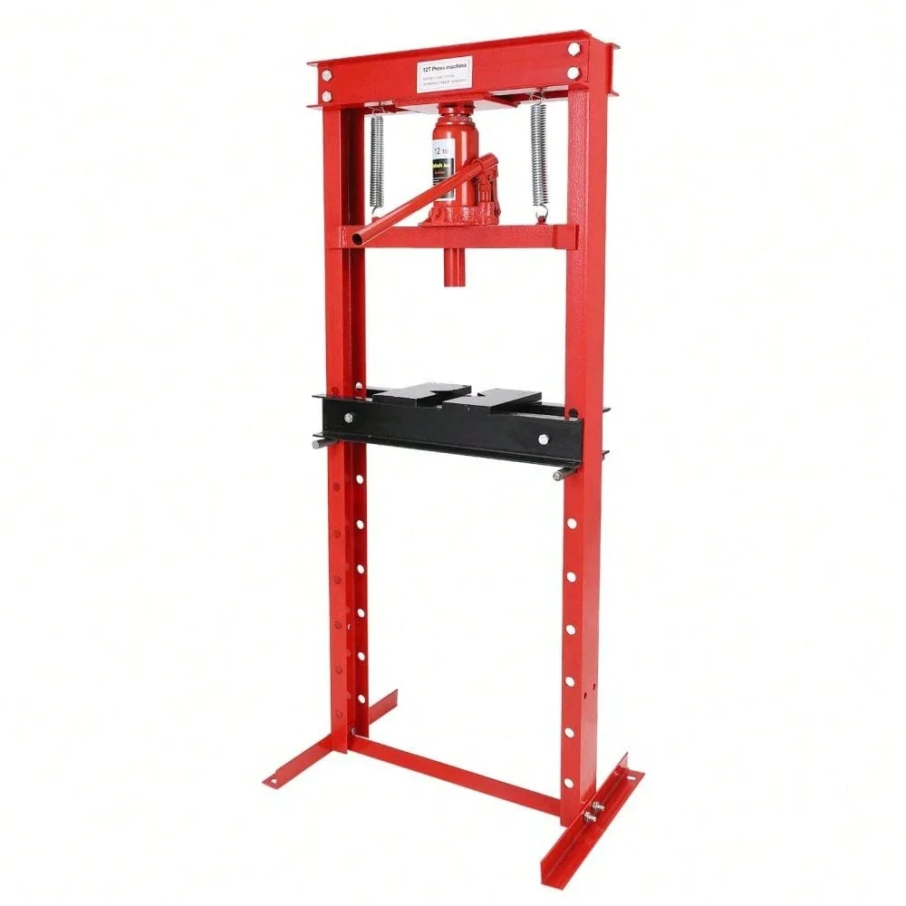 H-Frame Pneumatic Hydraulic Shop Press, Heavy-Duty Benchtop Press with Adjustable Worktable and Stamping Plates