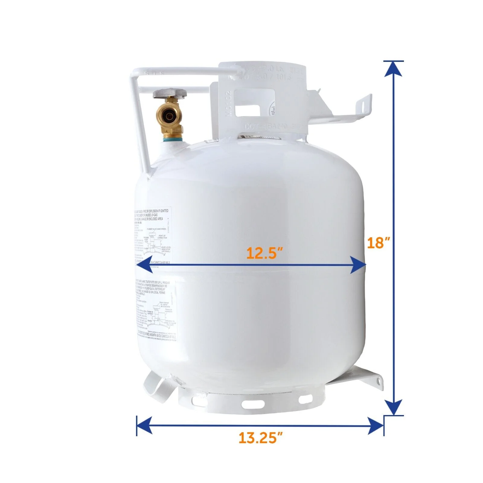 NEW 20 lb Horizontal Propane Tank Refillable Cylinder with OPD Valve and Gauge - Image 3