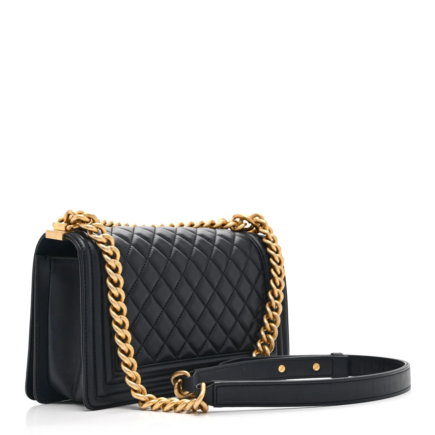 Lambskin Quilted Medium Boy Flap Dark Navy
