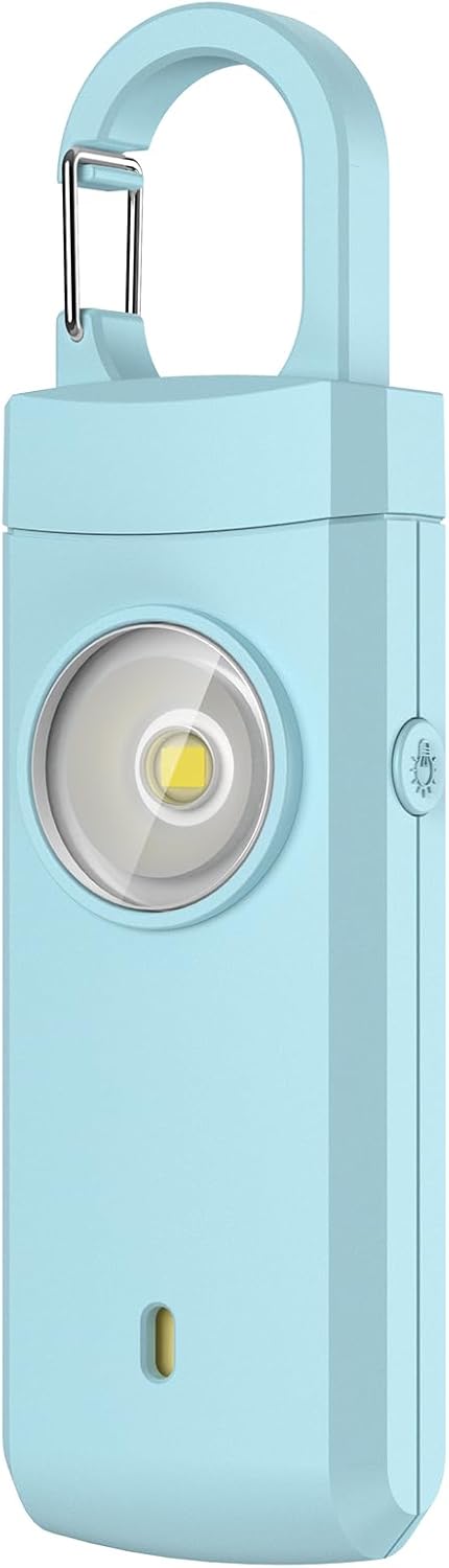 Rechargeable Personal Alarms for Women - Christmas Birthday Gifts for Women, Stocking Stuffers for Teen Girl, Daughter, Safety Keychain Flashlight, Siren Alarm, Travel College Essentials (Aqua)